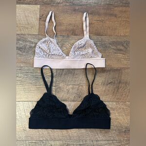 Lace Triangle Bralette – Blush and Black